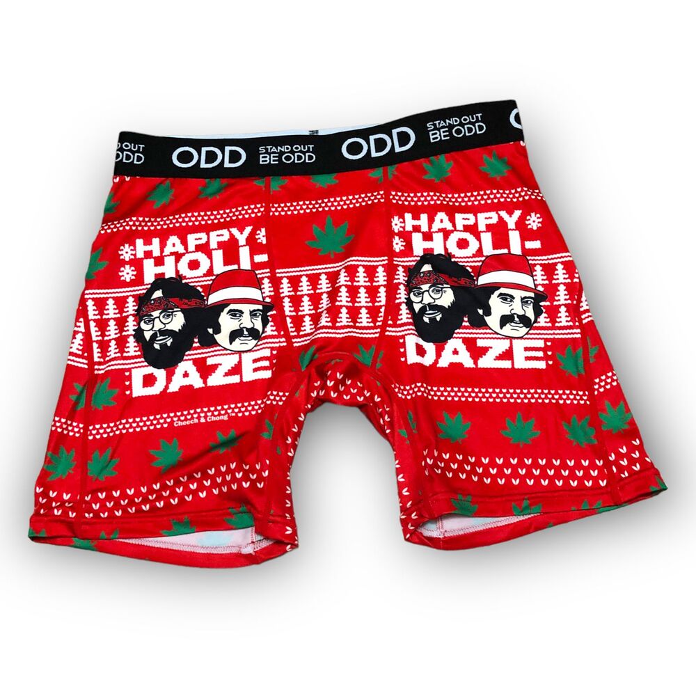Odd by Odd Sox Men's Cheech & Chong "Happy Holi-Daze" Boxer Brief - Med